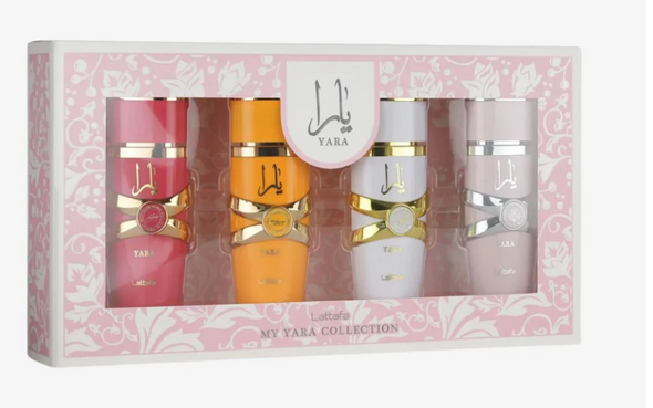 SET LATTAFA 4PC YARA COLLECTION 0.84 EDP YARA+MOI+TOUS+CANDY (W) SOFT WINDOW BOX