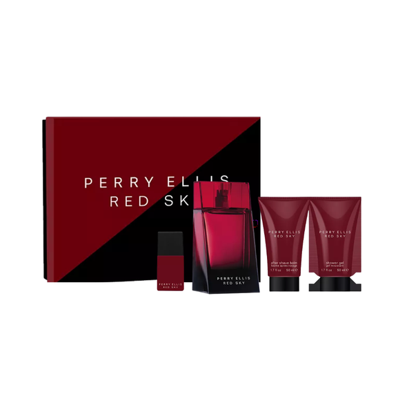 SET PE PERRY ELLIS 4PC RED SKY 3.4 EDT+1.7 ASB+1.7 SG+0.25 EDT SPRAY (M) HARD BOX