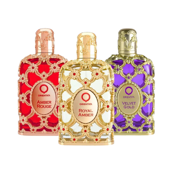 SET ORIENTICA 3PC LUXURY COLLECTION 1.0 EDP VELVET GOLD+AMBER ROUGE+ROYAL AMBER (U) SOFT WINDOW BOX