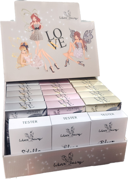 WINX COUTURE TABLETOP DISPLAY 8 WINX BLOOM 1.7 EDT+8 WINX STELLA 1.7 EDT+8 WINX FLORA 1.7 EDT+1 BLOOM 3.4 EDT TESTER+1 STELLA 3.4 EDT TESTER+1 FLORA 3.4 EDT TESTER (C)