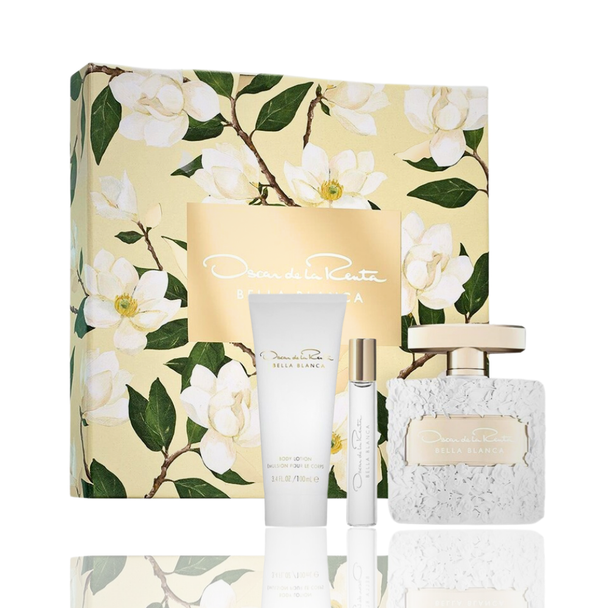 SET ODLR OSCAR DE LA RENTA 3PC BELLA BLANCA 3.4 EDP+3.4 BL+0.5 EDP SPRAY (W) HARD BOX