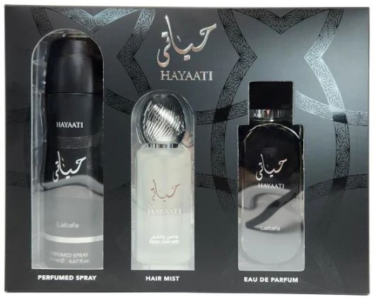 SET LATTAFA 3PC HAYAATI 3.4 EDP+6.67 DEO SPY+1.7 HAIR MIST (U) SOFT DISPLAY BOX