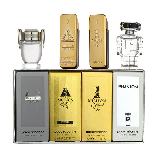 SET PR PACO RABANNE 4PC MEN COLLECTION 0.17 EDT/PARFUM 1 MILLION EDT+1 MILLION ELIXIR PARFUM INTENSE+INVICTUS EDT+PHANTOM EDT (M) COFFRET HARD BOX