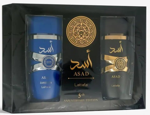 SET LATTAFA 2PC 5TH ANNIVERSARY EDITION DUO ASAD 3.4 EDP+ASAD ZANZIBAR 3.4 EDP (M) SOFT DISPLAY BOX
