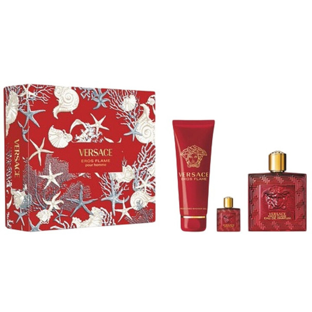 SET VERSACE 3PC EROS FLAME 3.4 EDP+5.0 SG+0.17 EDP MINI (M) HARD BOX