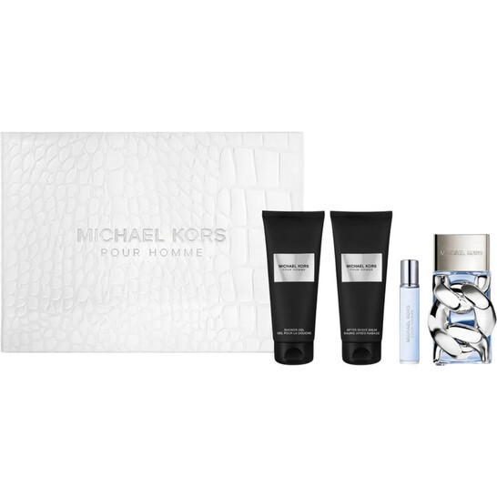 SET MK MICHAEL KORS 4PC POUR HOMME 3.4 EDP+3.4 ASB+3.4 SG+0.30 EDP SPRAY (M) HARD BOX