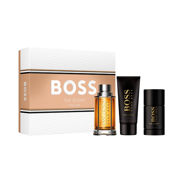 SET HB HUGO BOSS 3PC THE SCENT FOR HIM 3.3 EDT+2.4 DEO STICK+3.3 SG (M) HARD BOX
