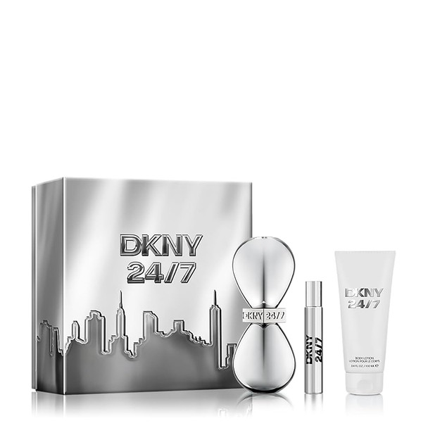 SET DK DONNA KARAN 3PC DKNY 24/7 3.4 EDP+0.5 EDP SPRAY+3.4 BL (W) HARD BOX