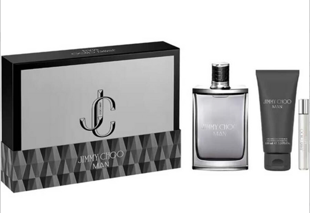 SET JC JIMMY CHOO 3PC JIMMY CHOO MAN 3.3 EDT+0.25 EDT SPRAY+3.3 SG (M) HARD BOX