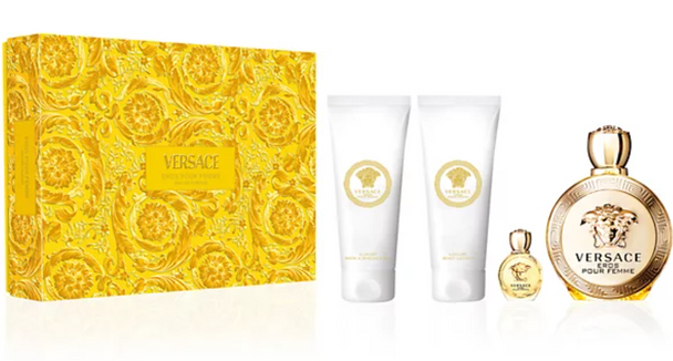 SET VERSACE 4PC EROS POUR FEMME 3.4 EDP+3.4 SG+3.4 BL+0.17 EDP MINI (W) HARD BOX
