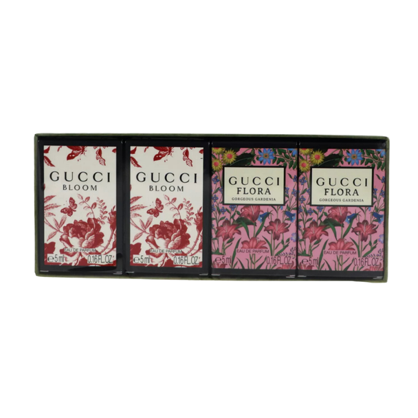 SET GUCCI 4PC GARDEN COLLECTION 0.16 EDP SPLASH (2) BLOOM+(2) FLORA GORGEOUS GARDENIA (W) COFFRET ~~