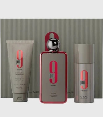 SET AFNAN 3PC 9PM REBEL 3.4 EDP+5.0 SG+5.0 PERFUMED SPRAY (M) HARD BOX