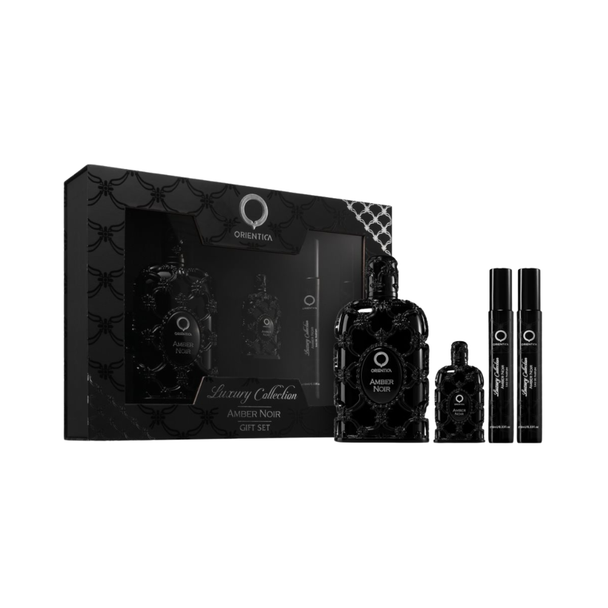 SET ORIENTICA 4PC LUXURY COLLECTION AMBER NOIR 2.7 EDP+0.15 MINI EDP+(2) 0.34 EDP SPRAYS (W) HARD BOX