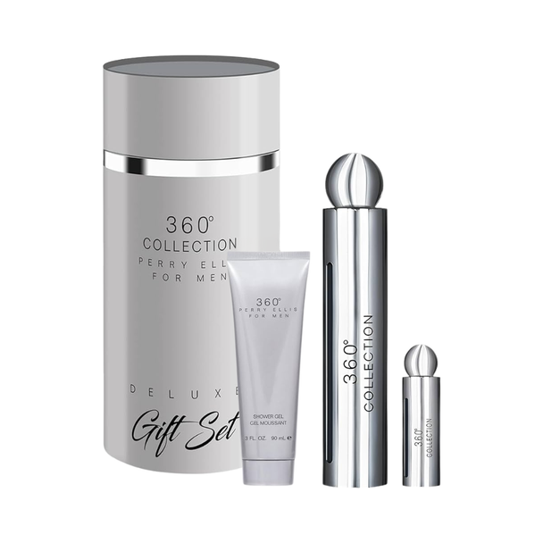 SET PE PERRY ELLIS 3PC 360 COLLECTION FOR MEN 3.4 EDT+3.0 SG+0.25 EDT SPRAY (M) DELUXE CANNISTER