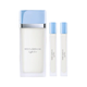 SET D&G DOLCE & GABBANA 3PC LIGHT BLUE 1.7 EDT+0.34 EDT SPRAYS (2) (W) HARD BOX CSR