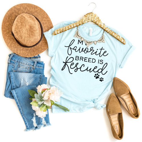 My Favorite Breed Is Rescued Tee Black Ink
