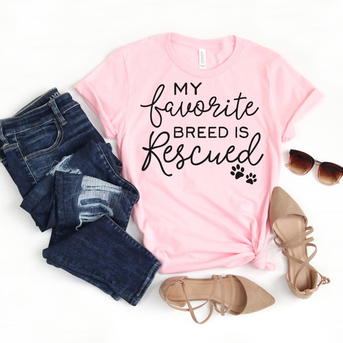 My Favorite Breed Is Rescued Tee Black Ink