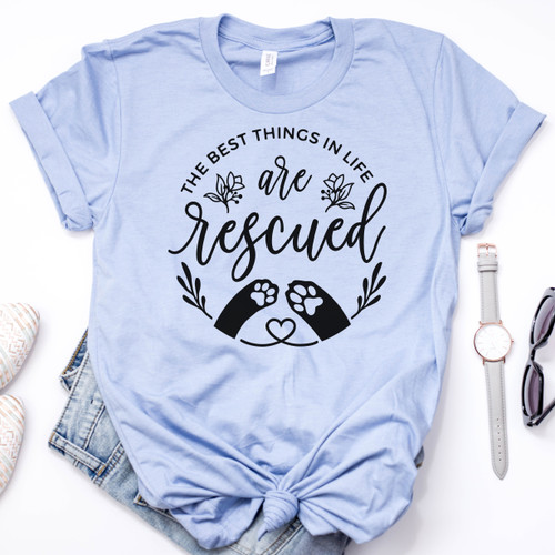 The Best Things In Life Are Rescued Tee Black Ink