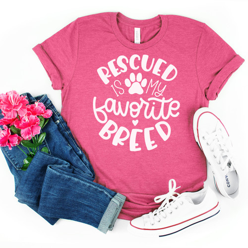 Rescued Is My Favorite Breed Tee White Ink