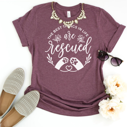The Best Things In Life Are Rescued Tee White Ink