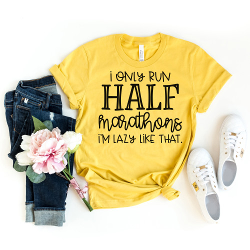 I Only Run Half Marathons Tee Black Ink