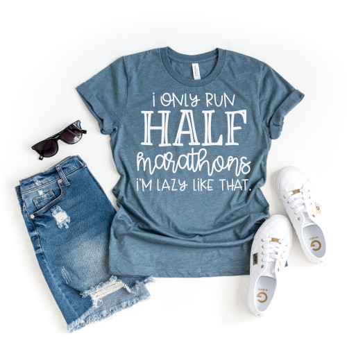 I Only Run Half Marathons Tee White Ink