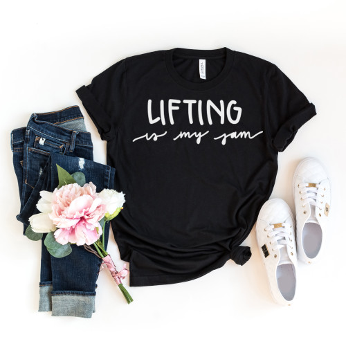 Lifting Is My Jam Tee White Ink