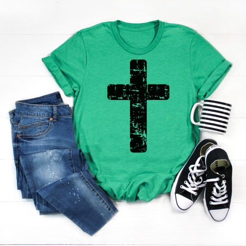 Distressed Cross Tee Black Ink