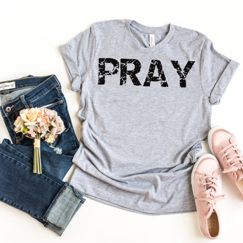 Distressed Pray Tee Black Ink