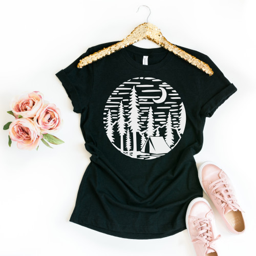 Camping Tee White Ink