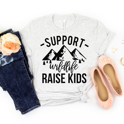 Support Wildlife Raise Kids Tee Black Ink