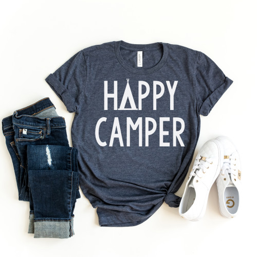 Happy Camper Tee White Ink