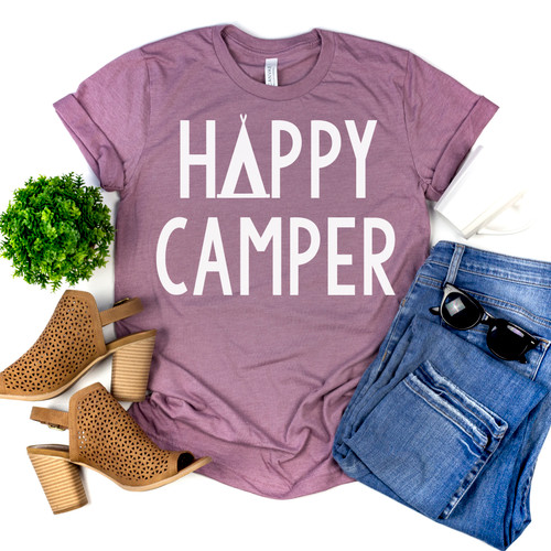 Happy Camper Tee White Ink