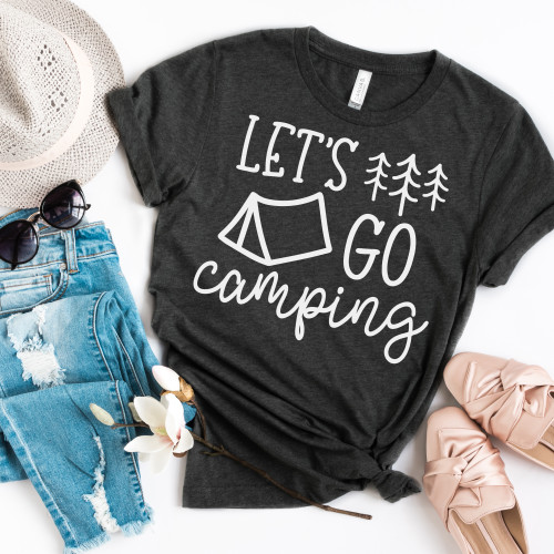 Let's Go Camping Tee White Ink