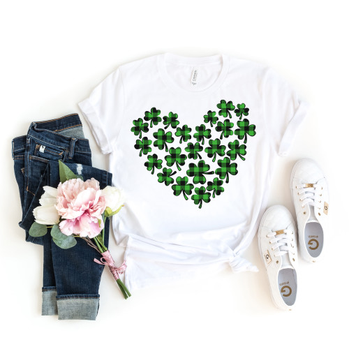 Clover Heart Green Black Plaid Tee Clover Heart Green Black Plaid Tee