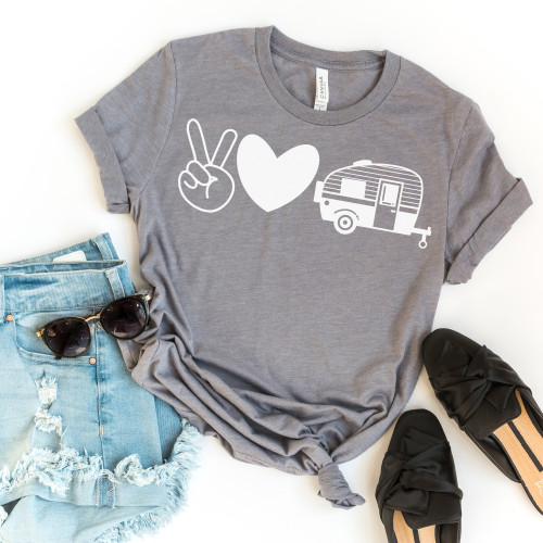 Peace Love Camping Tee White Ink