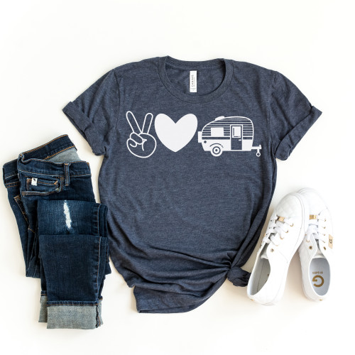 Peace Love Camping Tee White Ink