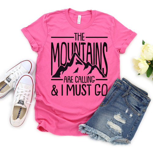 The Mountains Are Calling and I Must Go Tee Black Ink