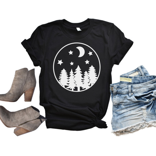 Trees In The Night Tee White Ink