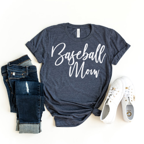 Baseball Mom Tee White Ink