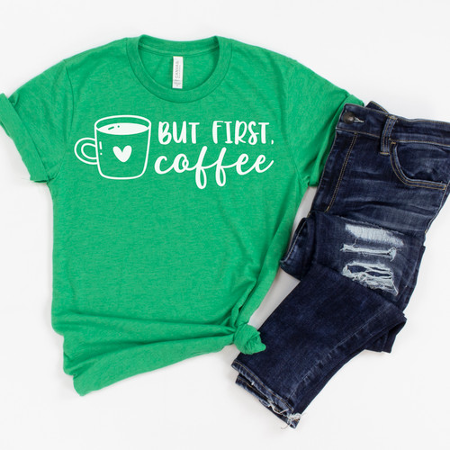But First Coffee Tee White Ink