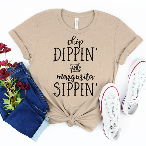 Chip Dippin and Margarita Sippin Tee Black Ink