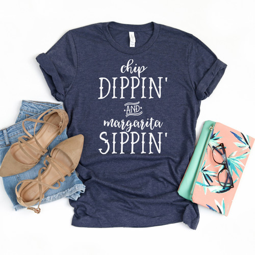 Chip Dippin and Margarita Sippin Tee White Ink