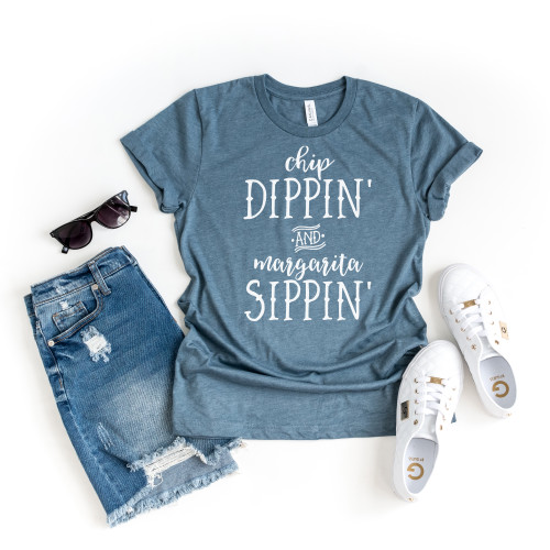 Chip Dippin and Margarita Sippin Tee White Ink