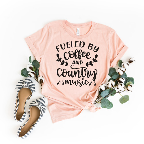 Fueled By Coffee and Country Music Tee Black Ink