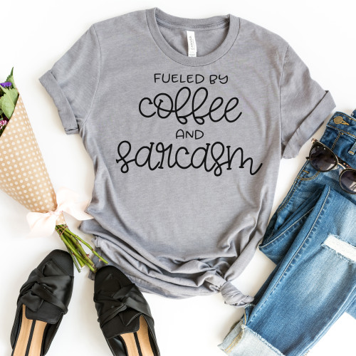 Fueled By Coffee And Sarcasm Tee Black Ink