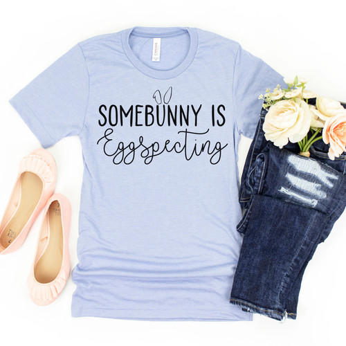 Somebunny Is Eggspecting Tee Black Ink