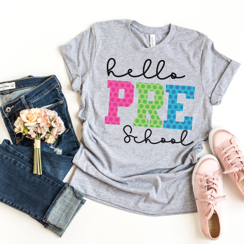 Hello Preschool Varsity Letters Tee