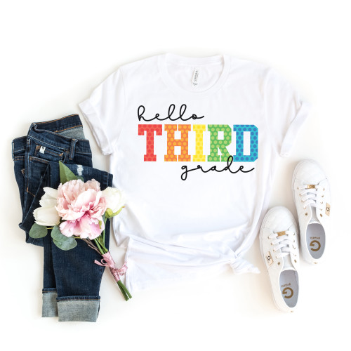 Hello Third Grade Varsity Letters Tee Hello Third Grade Varsity Letters Tee