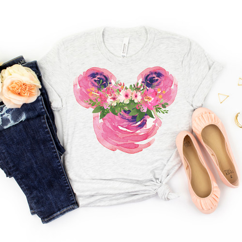 Pink Floral Mickey Tee